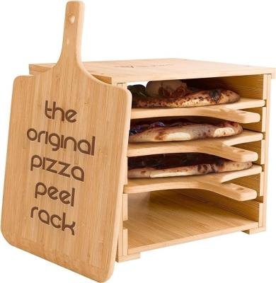 China Innovatives Design 4 x 12 Zoll nicht klebendes echtes Bambus-Pizza-Board Holz-Pizza-Pellerregal zu verkaufen