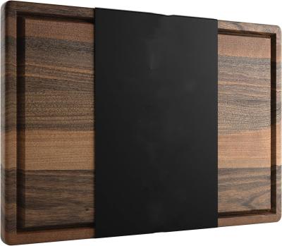 China Square 17X11Inch Sustainable Wood Cutting Board for Carving and Juicing in Black for sale