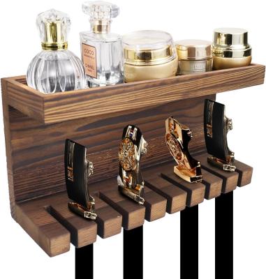 China Convenient Wooden Belt Storage Organizer with Double Shelves Walnut/ Beech Material for sale