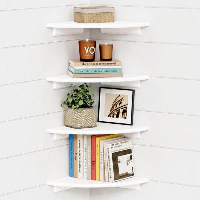 China Decoración de sala de estar personalizada Conjunto de 4 esquinas redondas y blancas estanterías flotantes de libros para pared en venta