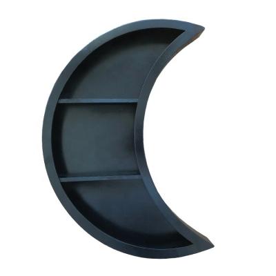 China Home Furniture Wall Mounted Moon Wooden Floating Shelves for Living Room Bedroom Decor for sale