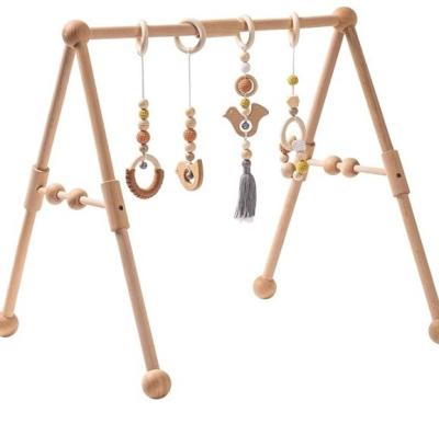 China 2407Frame Activity Gym Hanging Bar Infant Toys Wooden Baby Gym with 4 Toys in Your Color for sale