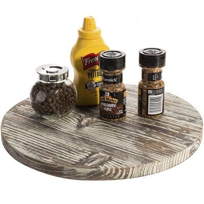 China Wood Lazy Susan Turntable for Kitchen Latest Farmhouse Design Style Printed and Burned for sale