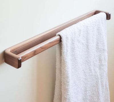 China Bathroom Towel Rack Handmade Wooden Towel Bar Large Walnut Towel Rail Non-folding Rack for sale