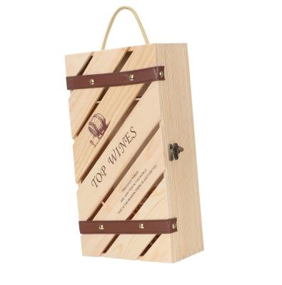 China Customized Logo Acceptable Wooden Wine Case for Red Wine Bottle Gift Container Box for sale