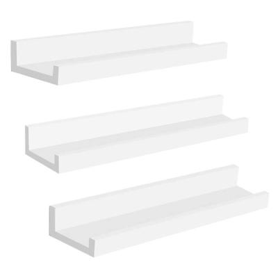 China Floating Shelf in White Composite Wood Wall Mounted Storage Shelves for Living Room for sale