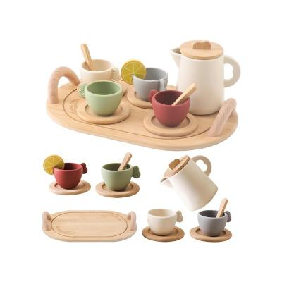 China Customized Designs Wooden Tea Set for Kids Cup Lids and Serving Trays for sale