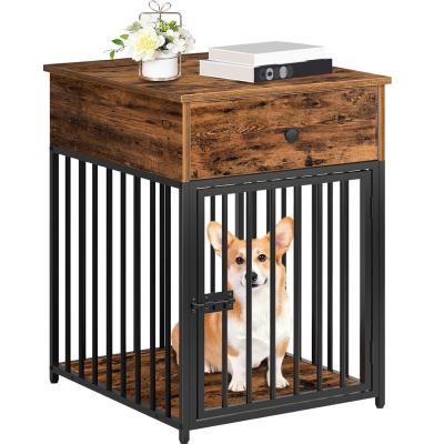 China Indoor Pet Crate End Table Decorative Dog Kennel with Drawer and Customized Shape in White for sale