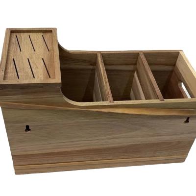 China Embossed Acacia Wood Kitchen Counter Storage Box with Large Capacity and Exquisite Design for sale