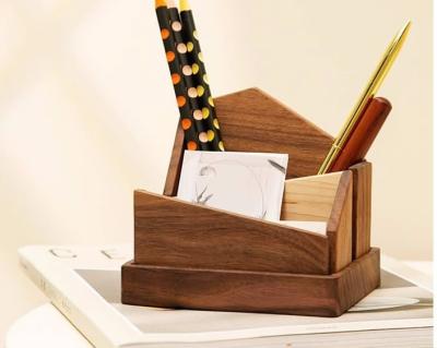 China Tools Black Walnut Pen Holder Multifunctional Wood Pencil Stand with Irregular Shape for sale