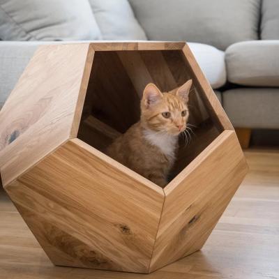 China Huishoudelijke opslagcontainer Kattenbed Grot in modern ontwerp met massief hout en zijtafel Te koop