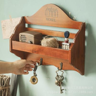 China Customized Design Wood Shelf Key Holder and Entryway Mail Organizer for Wall Mounting for sale