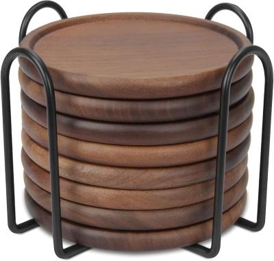 China El soporte para tazas 4 pulgadas de bambú natural de madera ecológica con soporte de metal en venta