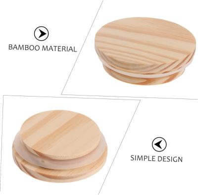 China 8Pcs Wooden Bamboo Lids Non Spill Candle Glass Jars Airtight Jar Wooden Lid Jars for sale