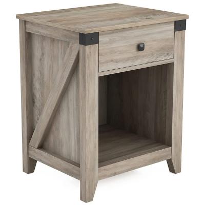 China Estancia de noche moderna de granja con cajón mesa de cama rústica de madera 16 x 19 x 24 pulgadas en venta