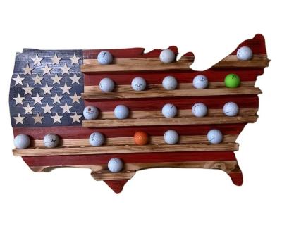 China Holz amerikanische Flagge Golfballhalter für Golfball Display im Wohnzimmer zu verkaufen