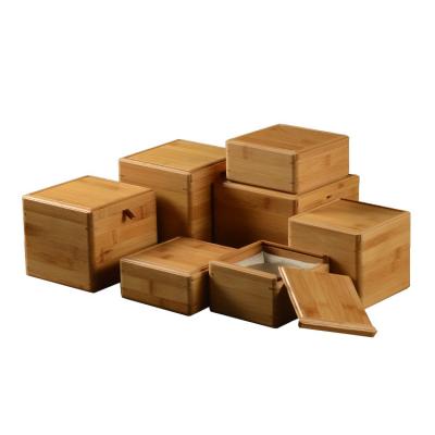 China Material Structure Solid Wood Handmade Rectangle Knick Knacks Jewelry Bamboo Gift Box for sale