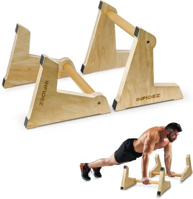 China 20x12 inch Wooden Parallettes and Push Up Bars for Non-Slip Gymnastic Handstand Workouts for sale