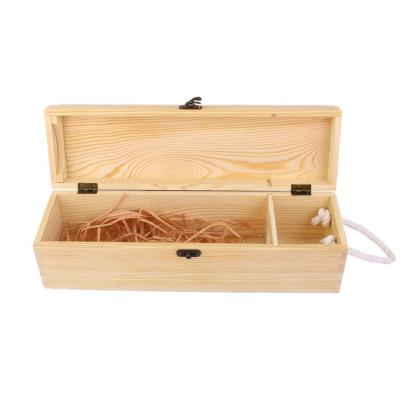 China Industrial Beverage 750ml Pine Wooden Wine Box with Simple Design and Natural Color for sale