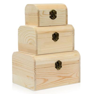 China Latest Popular Luxury Unfinished Wooden Treasure Gift Boxes for DIY Art Project Crafts for sale