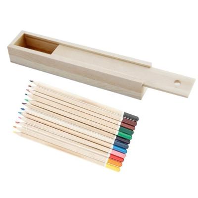 China 12 Color Pencils Wooden Pencil Case Box for Student Stationery Custom Order Accepted for sale