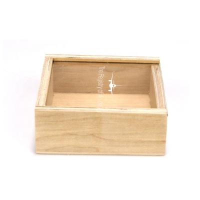 China Gift Craft TIMBER Wooden Storage Box with Sliding Lid Custom Size and Unfinished for sale