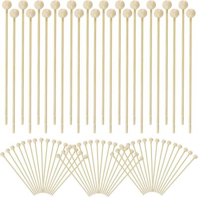 China 100 PCS 6 Zoll Rock Candy Sticks mit Ball Holz Swizzle Sticks Modernes und einfaches Design zu verkaufen