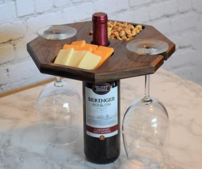 China Wood Wine Holder with High Quantity Advantage Portable Food Serving Tray Wine Bottle Tray for sale