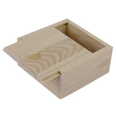 China Wooden Gift Box Craft Storage Box with Sliding Lid Custom Order Accepted 8.4x8.4x4.1cm for sale