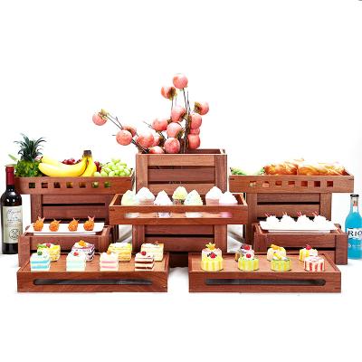 China Aanpasbaar logo Acceptabel 3 niveaus Houten cake Fruit Display Stand voor dessert Te koop