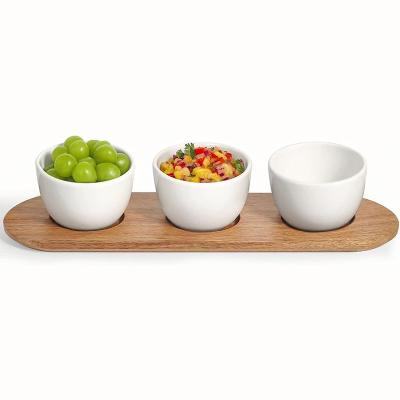 China Acacia Wooden Tray Chip and Dip Serving Set with Wooden Plain Color or Your Color for sale