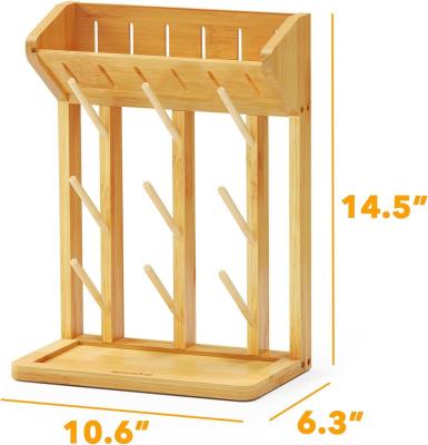 China Double Tier Bamboo Baby Bottle Drying Rack for Convenient Kitchen Bottles Organization for sale