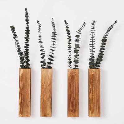 China Zimmerpflanzen Trocknete Blumen und Falschgrünpflanzen Holz Taschenwände Vasen 3 Pack zu verkaufen