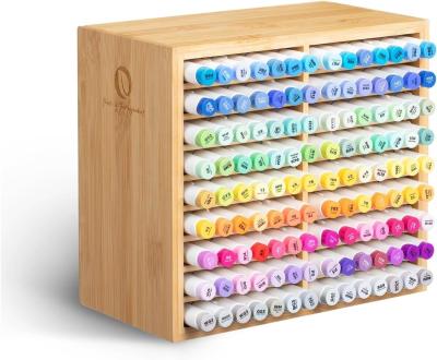 China Wooden Desktop Storage Holds 126 Markers 48 Pastel Colors in Bamboo Marker Organizer for sale