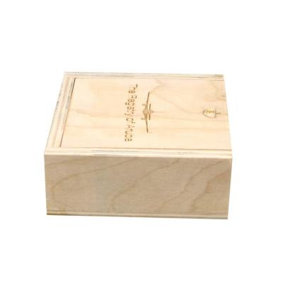 China Customized Natural Unfinished Square Wood Packaging Box with Sliding Lid and Material for sale