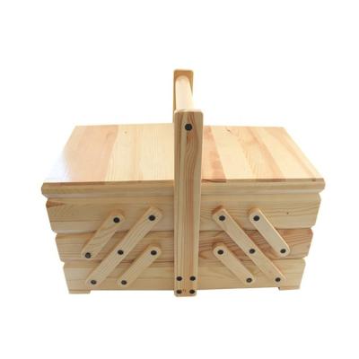 China Customized Folding Wooden Sewing Kit Box for Home Handicrafts and Printing Burned Design for sale