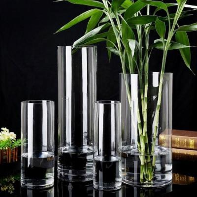 China Custom Houseware Big Clear Glass Vase for All-Season Decoration 10-20cm Diameter for sale