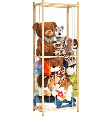 China Living Room Wooden Stuffed Animal Cage Extra Large Toy Cage for Kids Nursery Play Room Storage for sale