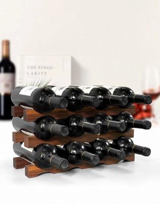 China Tabletop Wine Bottle Rack Wooden Wine Display Shelf for Space-Saving Organization for sale