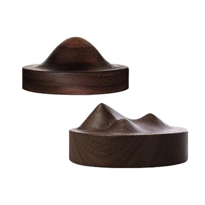 China 3D Carving Black Walnut Beech Wooden Cup Mat Coaster for Modern Style Creative Design for sale