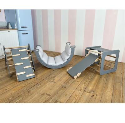 Chine Montessori Gymnase pour enfants Meubles faits à la main Meubles en bois massif Jouets type arc Grille Réseau cadre d'escalade Meubles pour enfants intérieurs à vendre