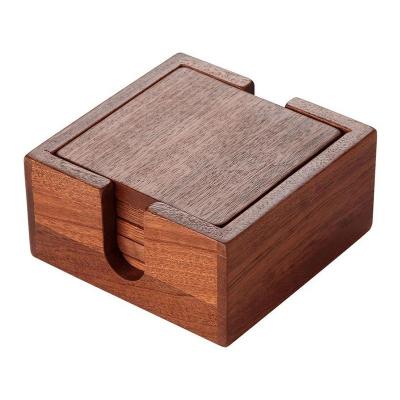 China Capa de madera de forma cuadrada de Sapele para beber una taza de té personalizada en venta