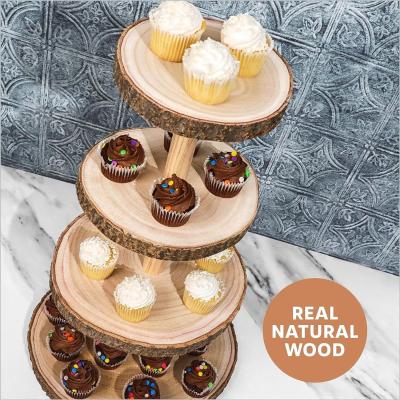 China Sustainable 4 Tier Wooden Dessert Tower for Wedding Cake Display-Free Sample Charge for sale