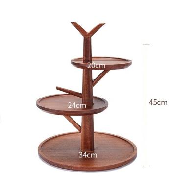 China Wooden 2 3 Tier Snack Fruit Platter Candy Tray Dessert Display Shelf Decoration Wedding Cake Stand for sale