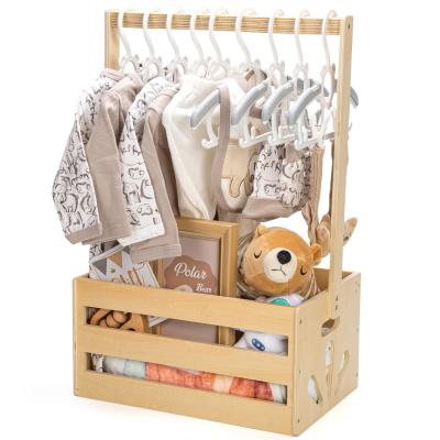 China Stocked Wooden Baby Shower Crate Closet Function Save Space Baby Storage Crate Hamper for sale