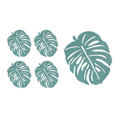 China Irregular Fashion Design Environmental Wood MDF Cup Coasters Green Leaf Cactus Cup Mat Decoration Mat for sale