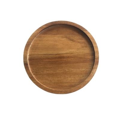 China Household Wood Plain Color Varnish Acacia Solid Drink Coaster for Coffee Cup Mat Set for sale