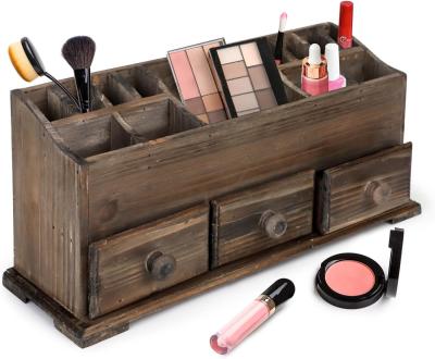 China Customized Logo Rustic Vanity Organizer for Cosmetics Makeup and Bathroom Accessories for sale