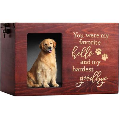 China Pet Ashes Wooden Funeral Cremation Urns with Photo Frame Keepsake Memory Box Advantage for sale