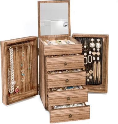 China Große 5-Schicht Schmuck-Organisator-Box für Ringe Ohrringe Halsketten Vintage-Stil zu verkaufen